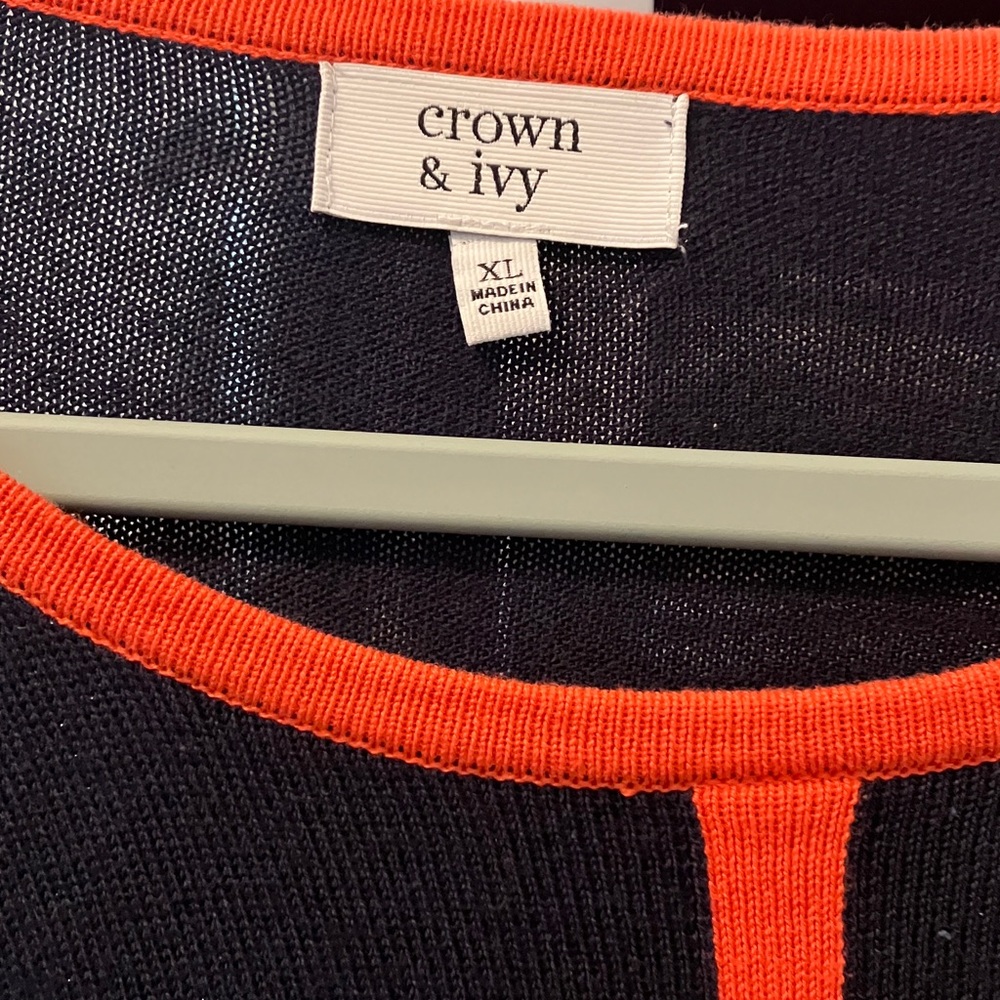 Crown & Ivy Navy and Orange Sweatshirt - Picture 2 of 5